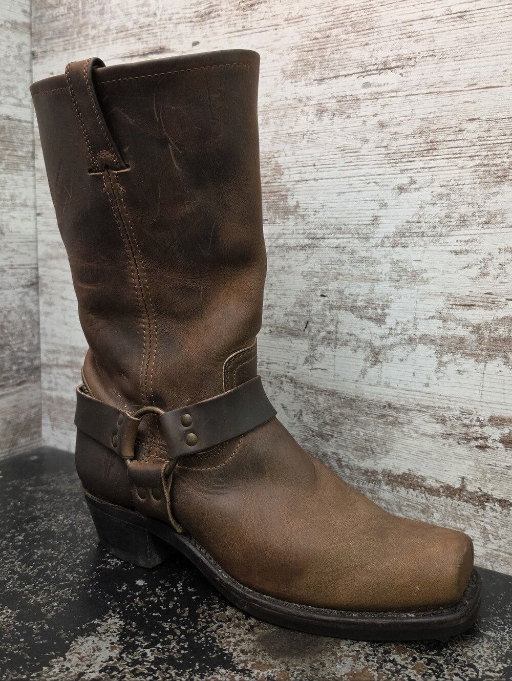 Womens Frye Harness 12R Boots Sz 10 Used 313175 700 77300-3 Brown Leather - Picture 2 of 16